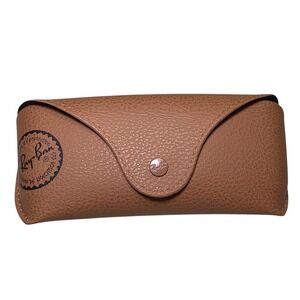 Ray-Ban Tan Pebble Grain Sunglasses Case Snap Closure Brown Eyewear Pouch only